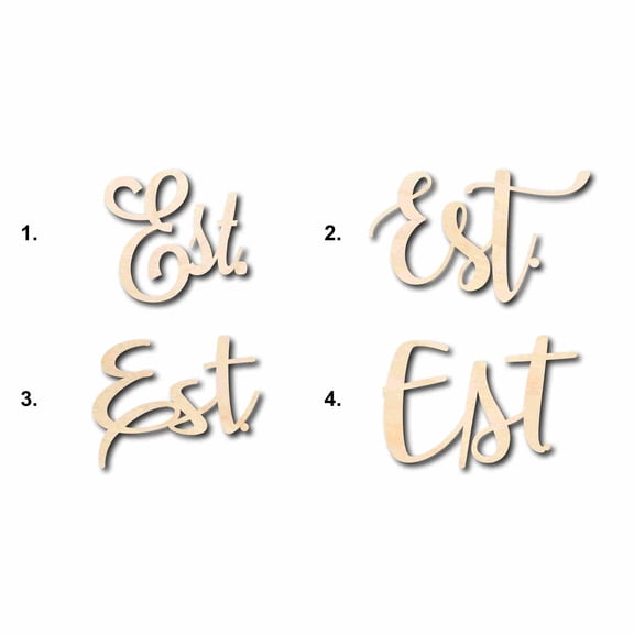 Est. Sign Unfinished Wood Cutout Home Decor DIY Option 1- 42" Wide / 1/4"