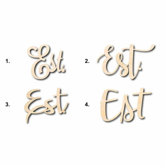 Est. Sign Unfinished Wood Cutout Home Decor DIY Option 1- 42" Wide / 1/4"
