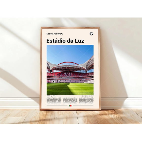 Estádio Da Luz Stadium Image Print Mid Century Modern Soccer Sports Bedrooms Minimalist Office Wall Art, Unframed Poster