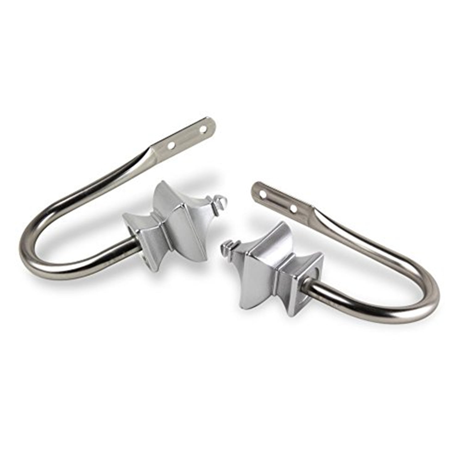 Satin Nickel Metal Hook Curtain Holdback Set with Resin Finials