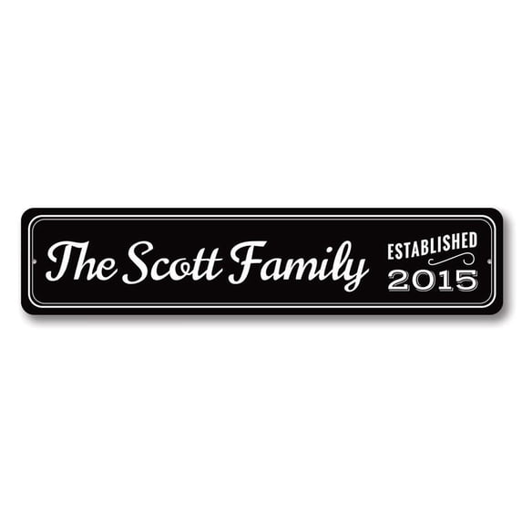 Established Date Sign, Wedding Decor, Custom Family Name Sign, Wedding Aluminum Sign - 4x18 inches