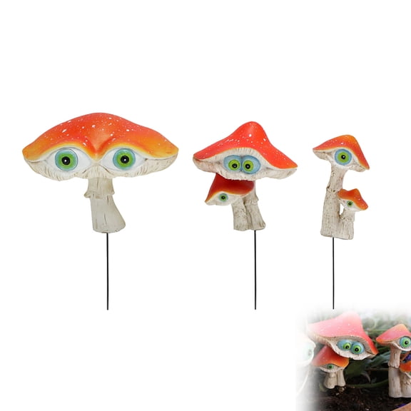 Estacas de jardn en miniatura de resina con forma de ojo, juego de 3 piezas, con tapa roja y ojos verdes, ideales para macetas y paisajismo exterior. halloween decorations