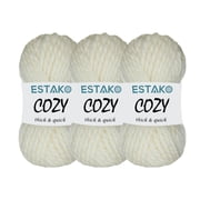 Estako Cozy Thick & Quick Yarn, 3 Skeins, Super Bulky Weight 6, 80% Acrylic 20% Wool, 50299-Cream
