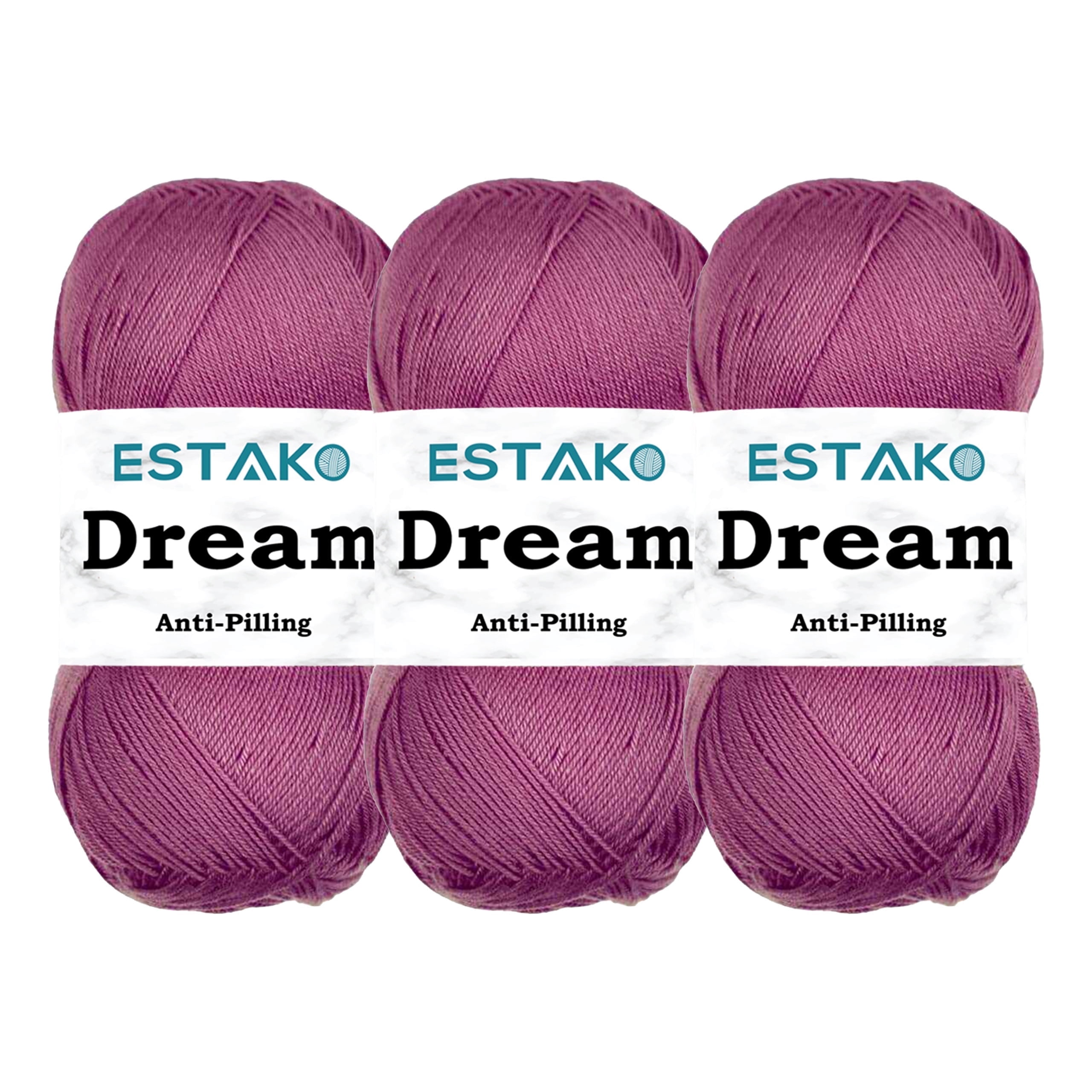 Estako Dream, (3 Skeins Pack) 100% Microfiber Acrylic Yarn, Soft, Super Fino/Fingering Weight (1) for Crochet and Knitting (3 x 3.5 Oz) / (3 x 382 Yrds) ( 70659 - Light Purple )