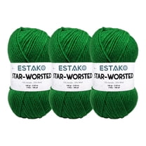 Estako Star-Worsted Yarn - (3 Skeins Pack) - 75% Acrylic 25% Wool - Soft Medium Weight #4 - (3 x 3.52 oz / 3 x 186 yds) - Crochet & Knitting Yarn ( 44246 - Green )