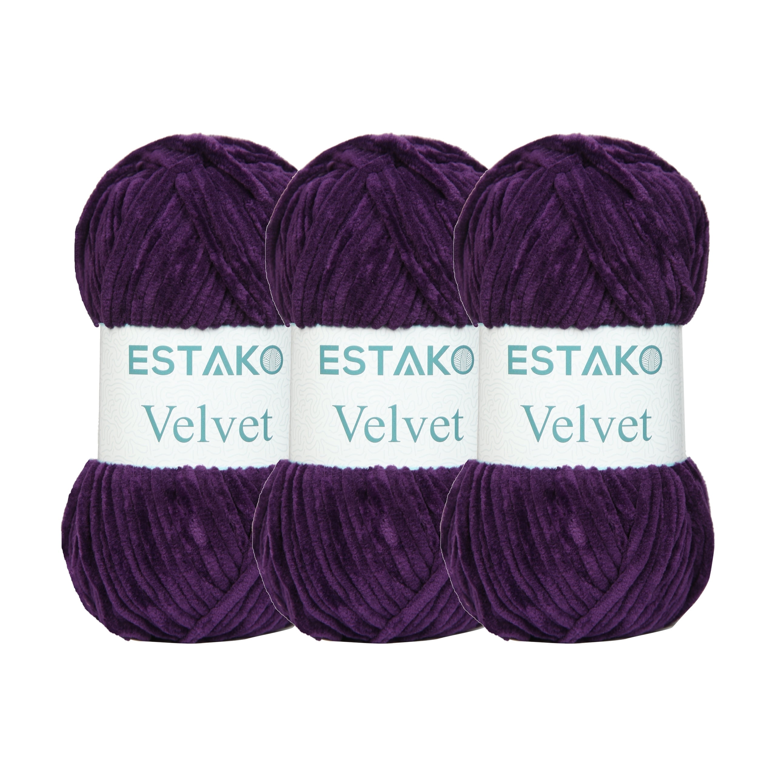Estako Velvet (3- Skeins Pack) Chenille Blanket amigurumi Yarn for ...