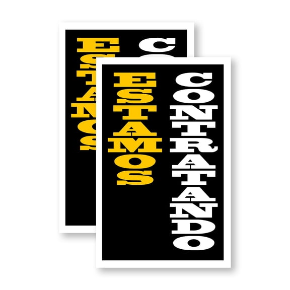 Estamos Contratando (2-Pack) 24 Inch x 36 Inch Vinyl Decals | Sign Insert Peel & Stick Decals Stickers Window Signs | Spanish Hiring Sign, Job Opportunities, Professional Display | Made