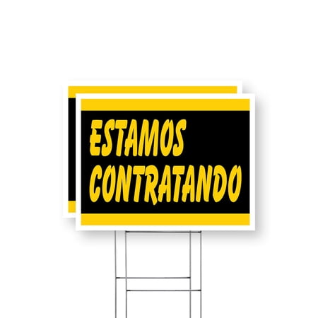 Estamos Contratando Yard Sign 2 Pack of 12 Inch x 16 Inch Single Sided Weatherproof Heavy-Duty Plastic with Stake | Spanish Hiring Sign, Job Opportunities, Professional Display | Made in USA
