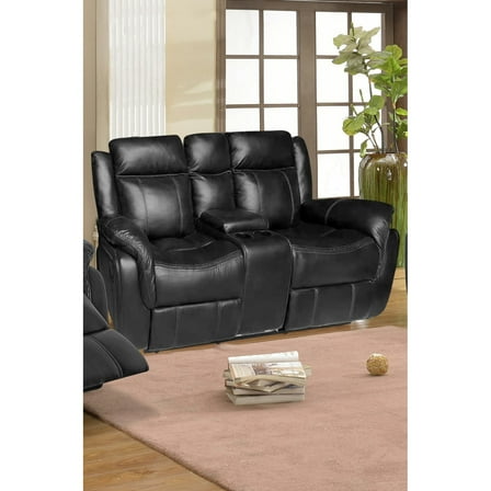 Estancy Faux Leather Reclining set-Color:Black,Size:Loveseat