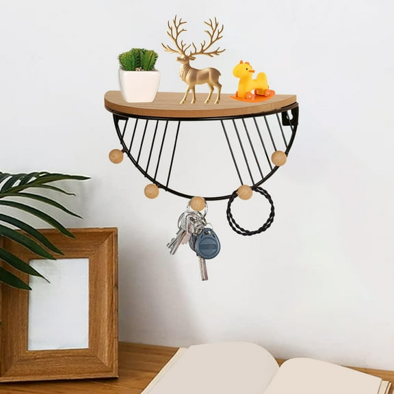 Estantes de almacenamiento en forma de abanico de hierro para el hogar, sala de estar, dormitorio, estudio, comedor, decoraciones colgantes de pared, ganchos