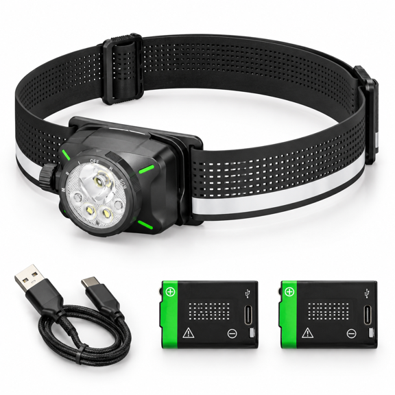 Estar 1300 Lumens Headlamp Rechargeable Running Led Headlight
