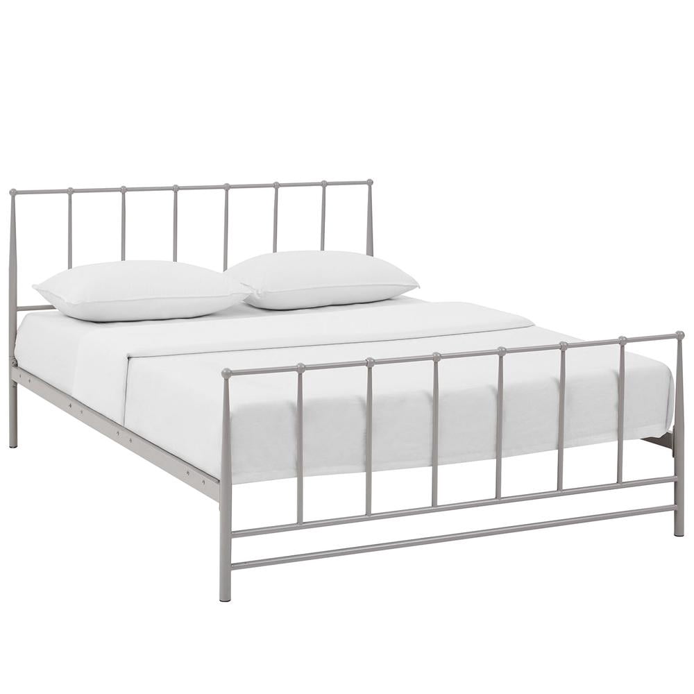 Modway Estate Modern Sturdy Powder Coated Steel King Bed in Gray