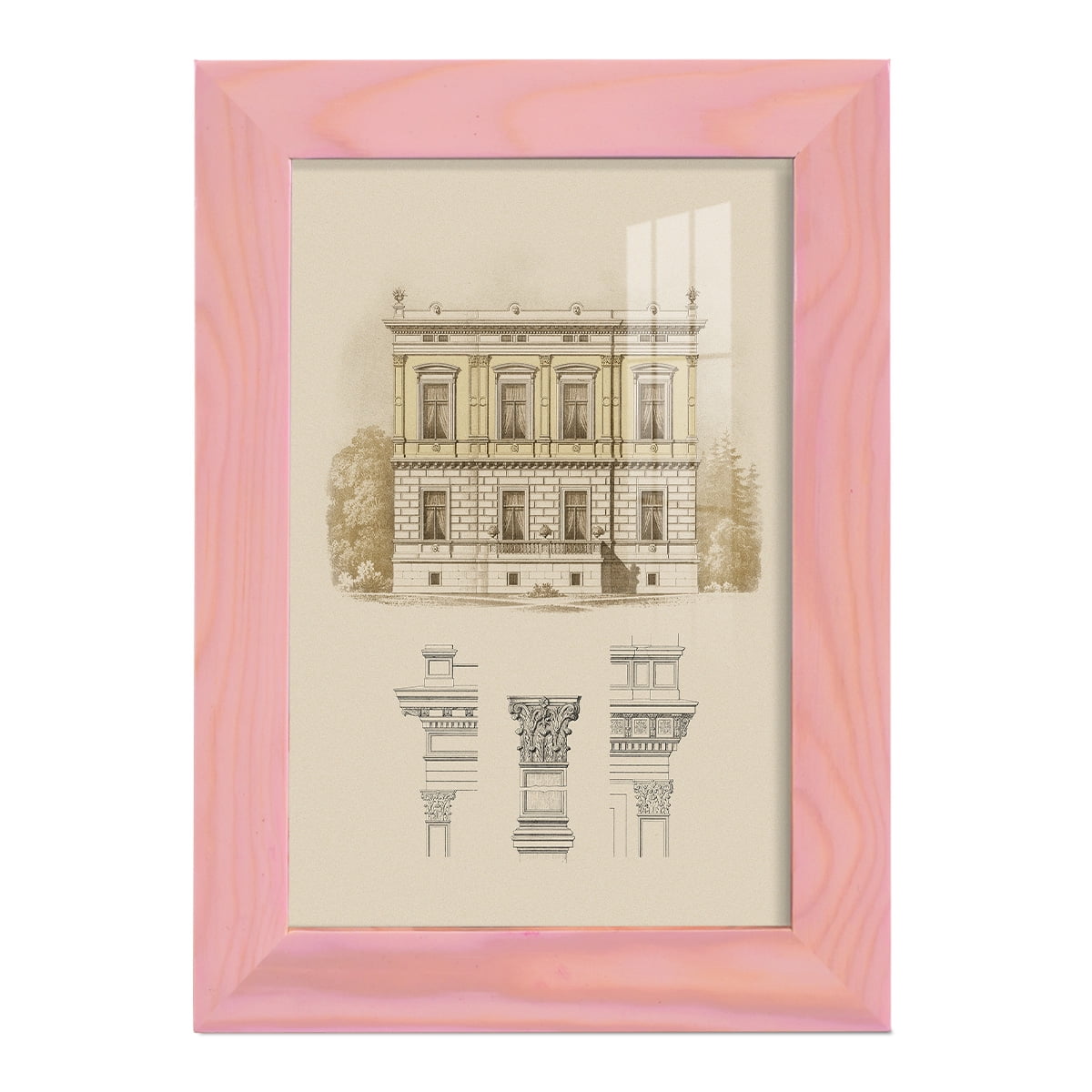 Estate & Plan IV -Framed Print w/glass-Sunset Pink