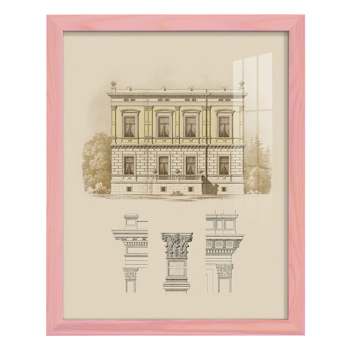 Estate & Plan IV -Framed Print w/glass-Sunset Pink