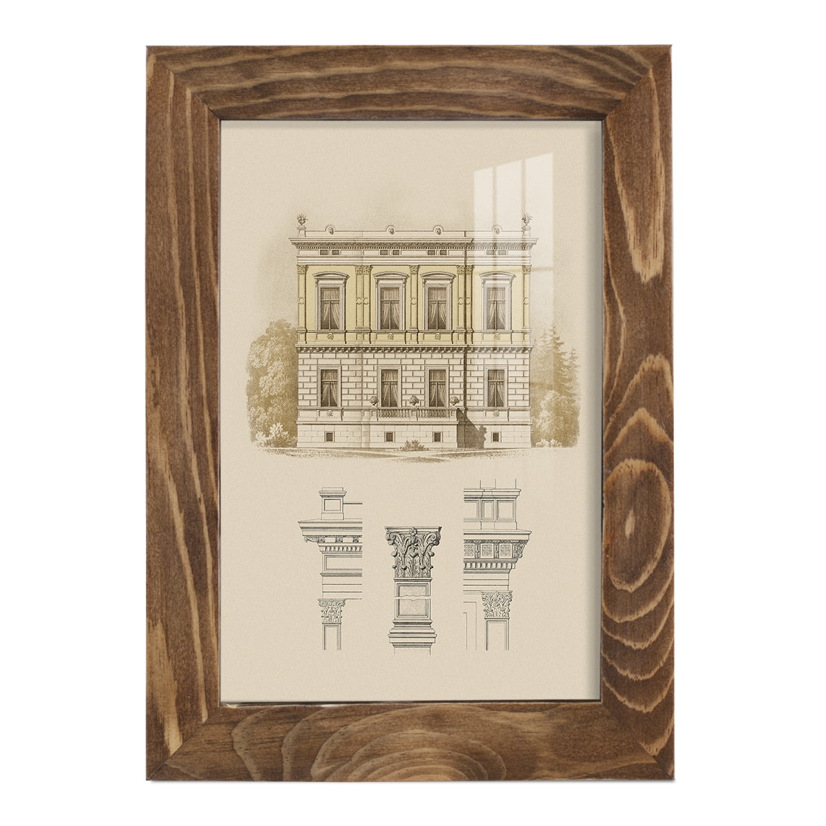 Estate & Plan IV -Framed Print w/glass-Walnut