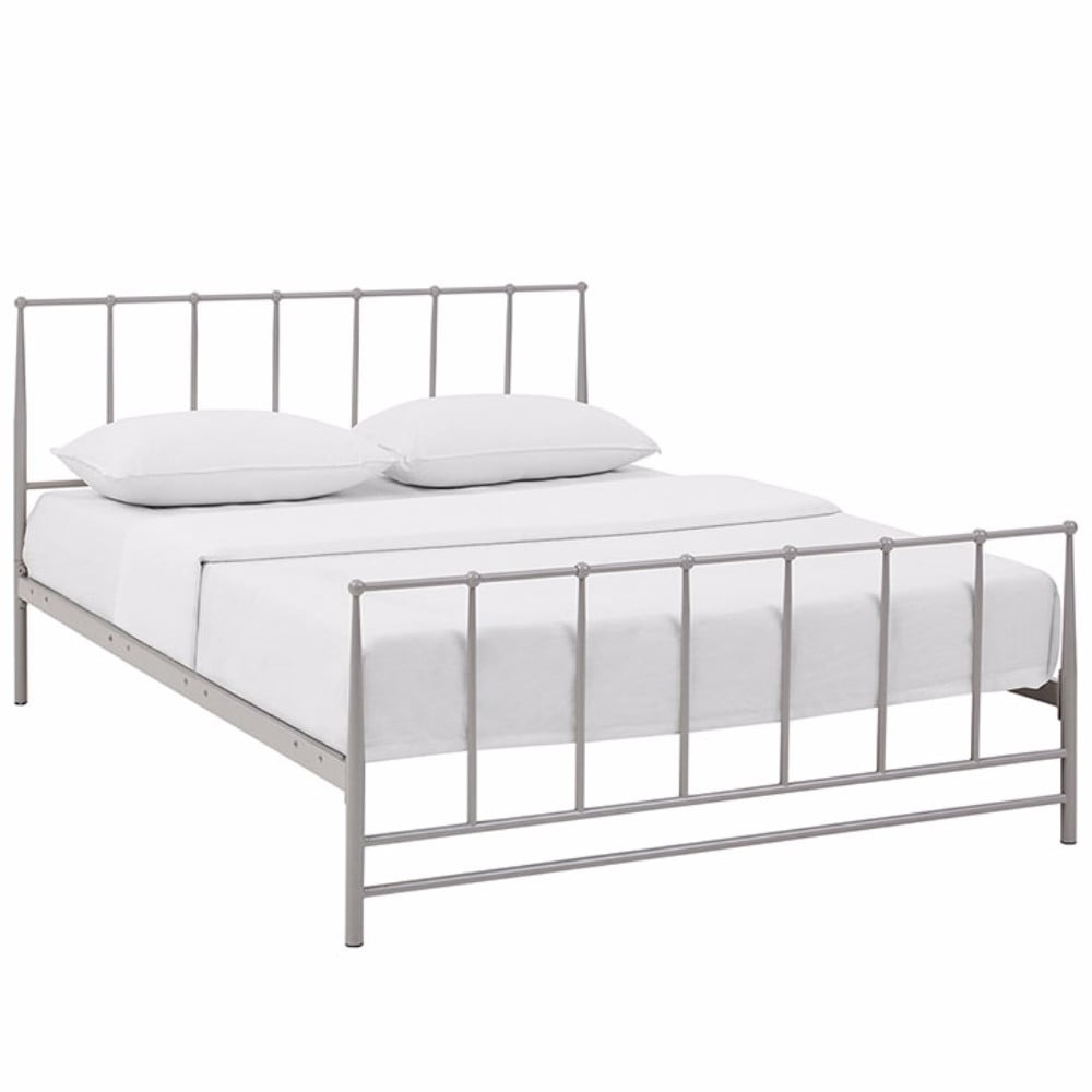 Estate Gray Metal Queen Bed Frame with Headboard