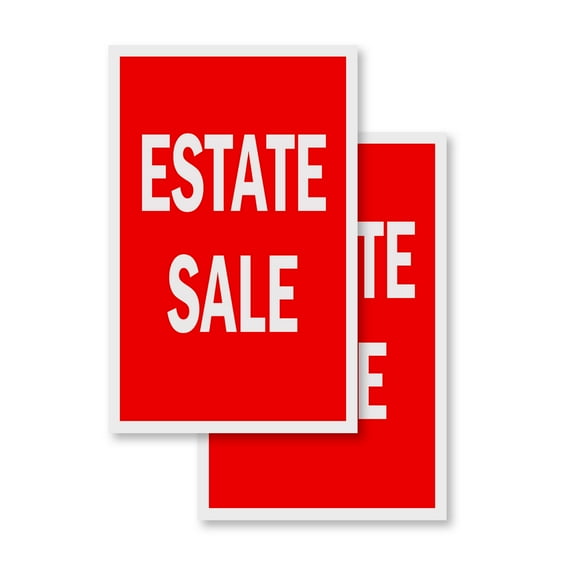 Estate Sale (2-PACK) 24" x 36" Vinyl Decals | Sign Insert Peel & Stick Decals Stickers Window Signs