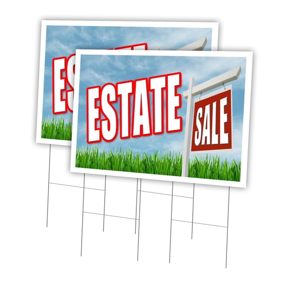 Estate Sale 2 Pack Of 24" x 36" Yard Sign & Stake | Advertise Your Business | Stake Included Image On Front Only | Made in The USA