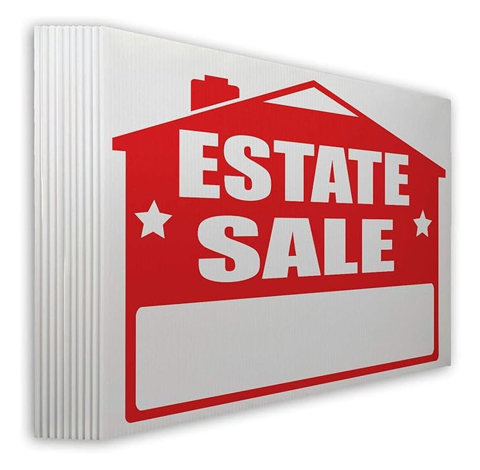 Estate Sale Signs 24x18 - 10 Pack | Coroplast Lawn Signs with H-Stakes & Arrows | Double Sided Real Estate Signs for Yard or Street | Durable & Weather Resistant