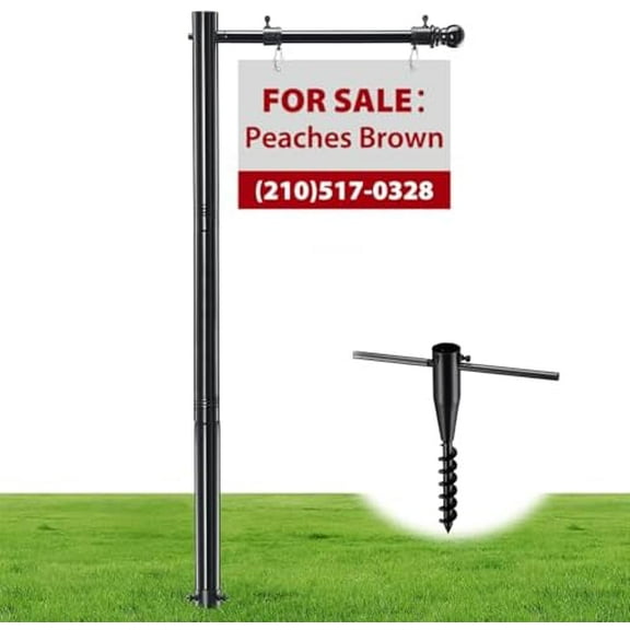 Estate Sign Posts, 7FT Tall Metal Real Estate Sign Posts for Sale Yard Signs Up To 24 Inch, Open House and Home for Sale Holder, Commercial Grade Outside , NO SIGN$$Garden & Patio