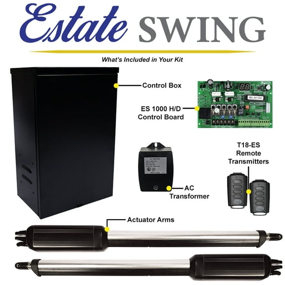 Estate Swing E-S1000D Solar Dual Swing Gate Opener Kit with Free Extra Remote - AC Charging Option