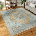 thumbnail image 1 of Estate Transitional 5' x 7' Gray and Teal Polyester Indoor Area Rug, 1 of 7