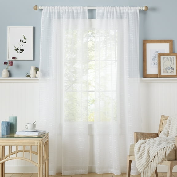Estate View™ Cambridge Semi-Sheer Rod Pocket Curtain Panel Pair, 38"x96", White