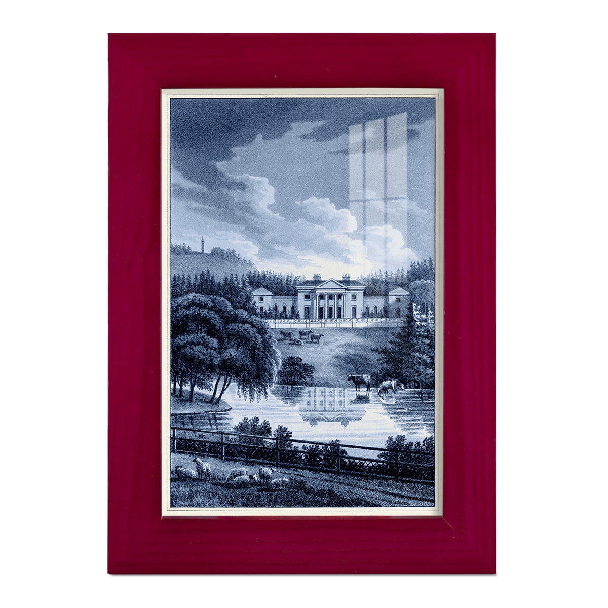 Estate View I -Framed Print w/glass-Cherry Red