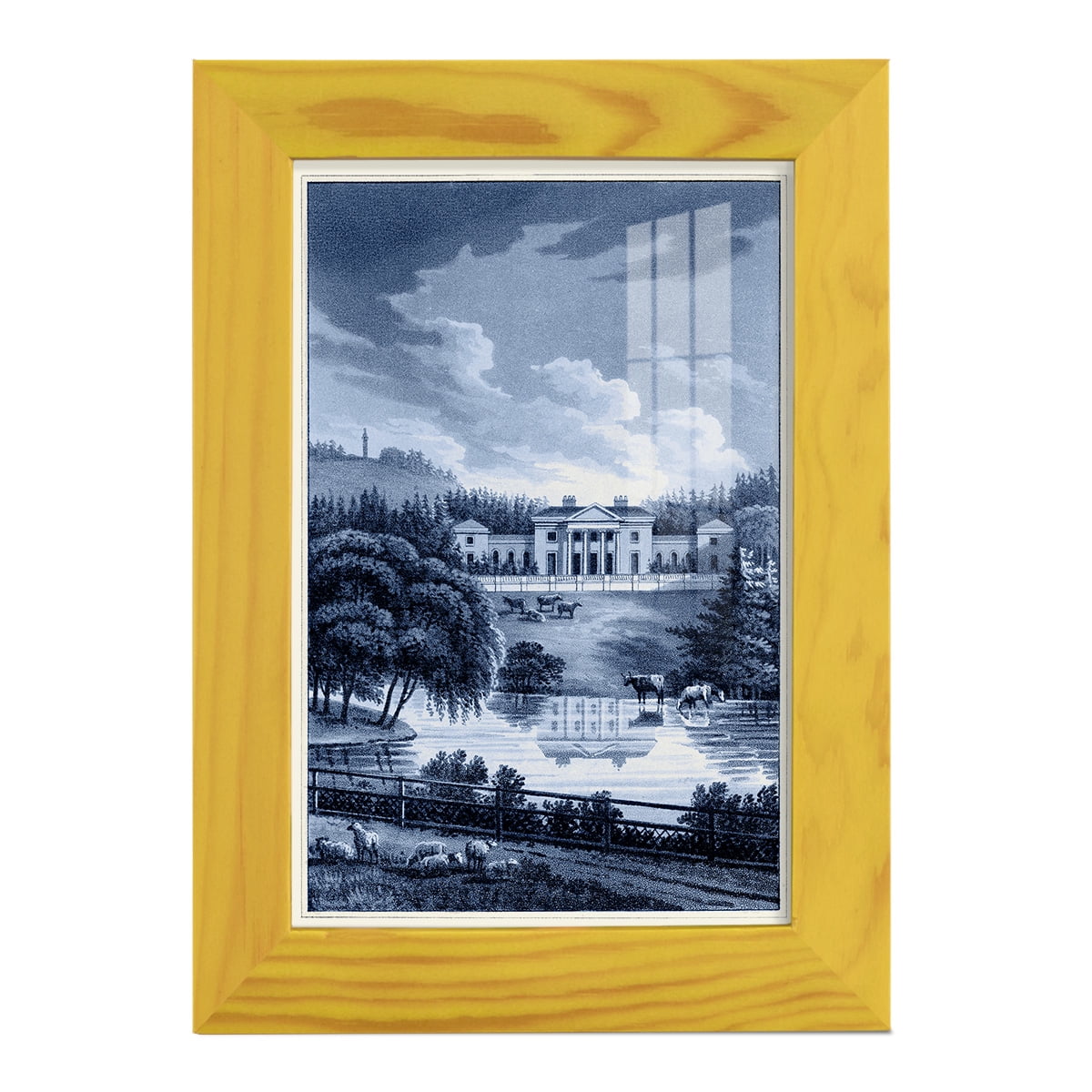 Estate View I -Framed Print w/glass-Sunflower Yellow
