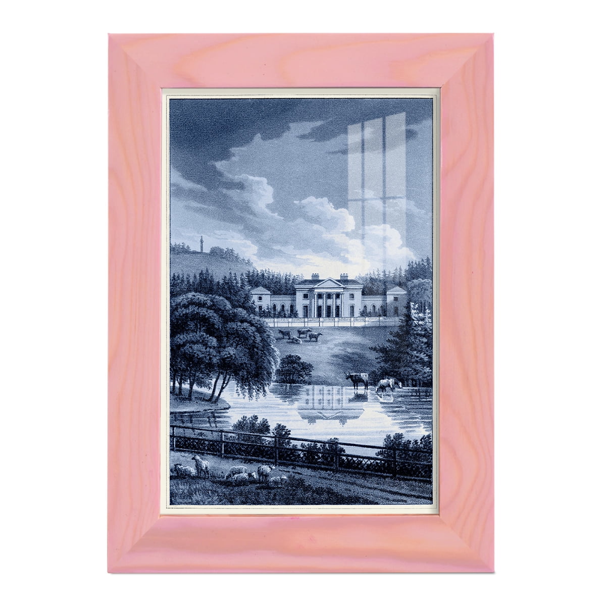 Estate View I -Framed Print w/glass-Sunset Pink