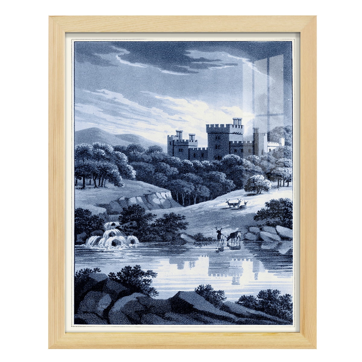 Estate View II -Framed Print w/glass-Natural Wood