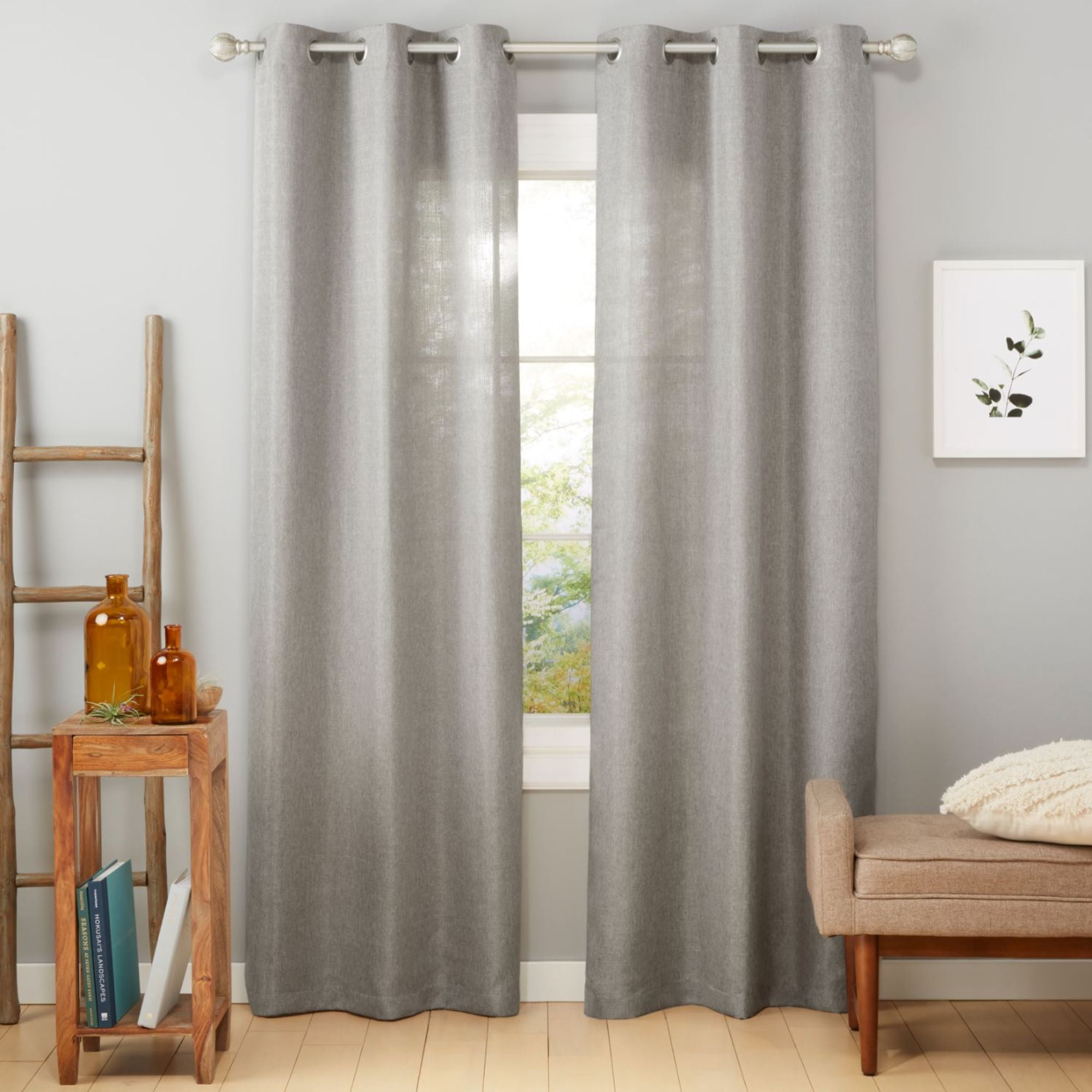 Estate View™ Ladner Light Filtering Grommet Top Curtain Panel Pair, 38"x84", Black Pearl