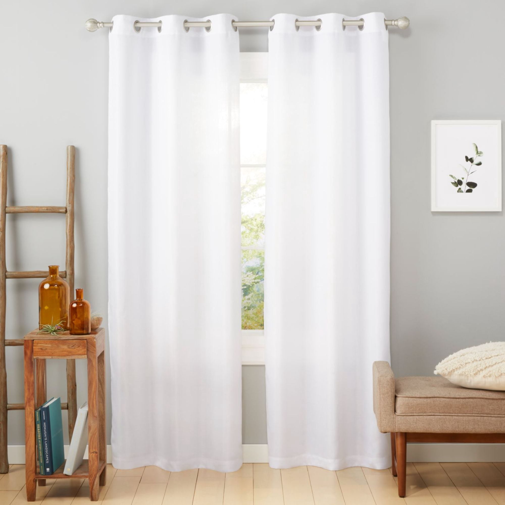 Estate View™ Ladner Light Filtering Grommet Top Curtain Panel Pair, 38"x84", Winter White
