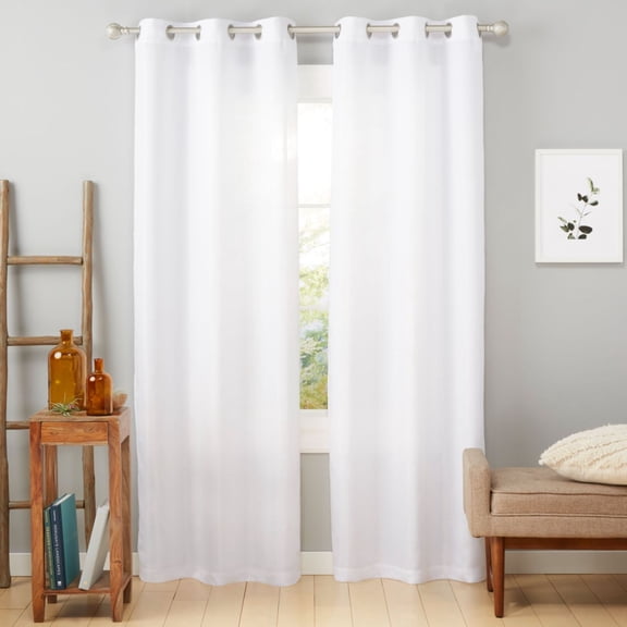 Estate View Ladner Light Filtering Grommet Top Curtain Panel Pair, 38"x84", Winter White