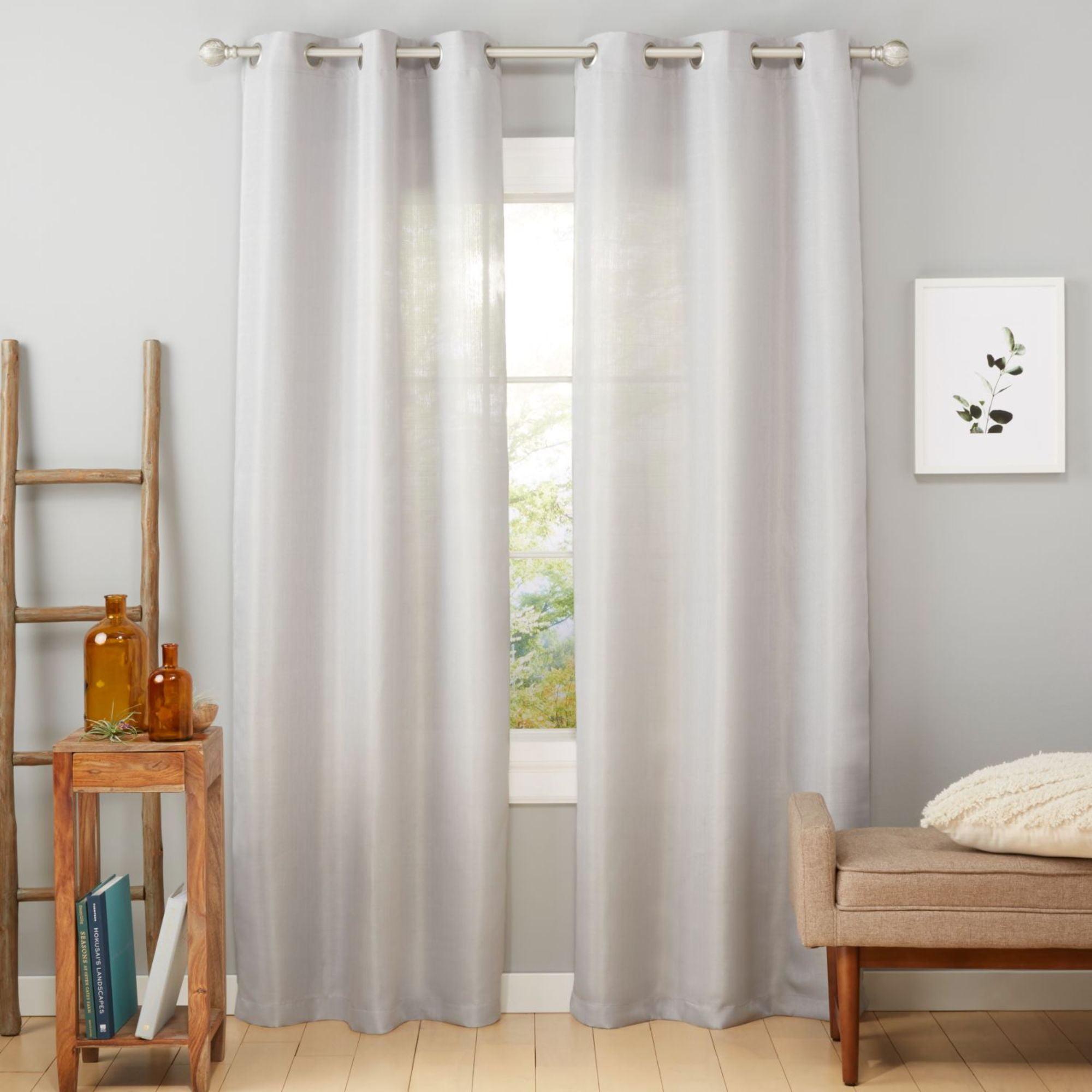 Estate View™ Ladner Light Filtering Grommet Top Curtain Panel Pair, 38"x96", Dove Grey