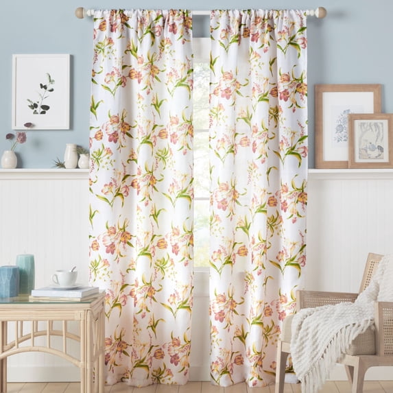 Estate View™ Printemps Light Filtering Rod Pocket Curtain Panel Pair, 38"x84", Red