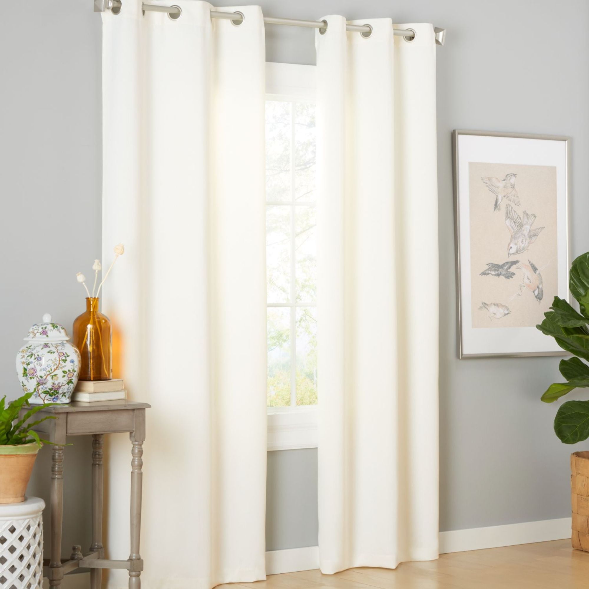 Estate View™ Seville Solid Room Darkening Grommet Top Curtain Panel Pair, 38"x84", Off-White