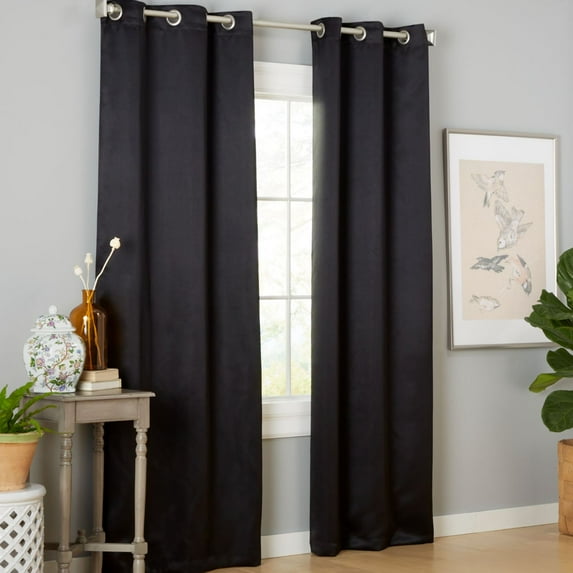 Estate View™ Seville Solid Room Darkening Grommet Top Curtain Panel Pair, 38"x96", Black