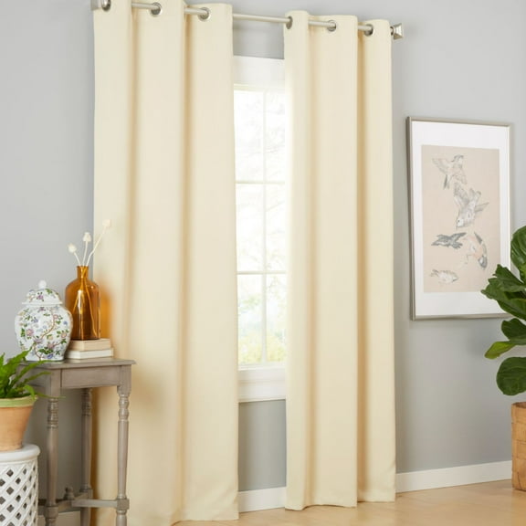 Estate View Seville Solid Room Darkening Grommet Top Curtain Panel Pair, 38"x96", Cream