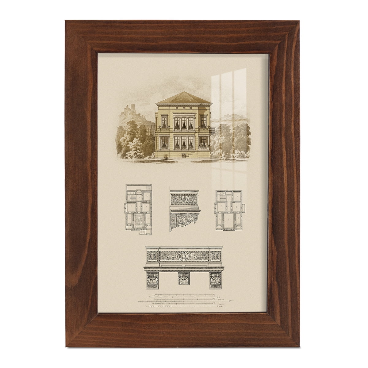 Estate and Plan I -Framed Print w/glass-Chestnut