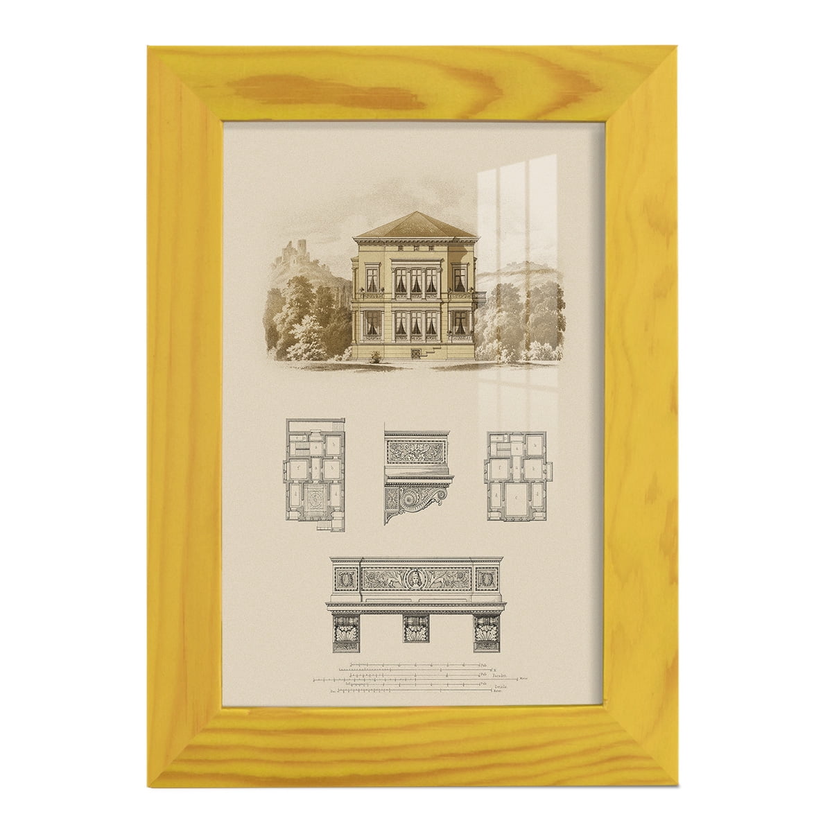 Estate and Plan I -Framed Print w/glass-Sunflower Yellow