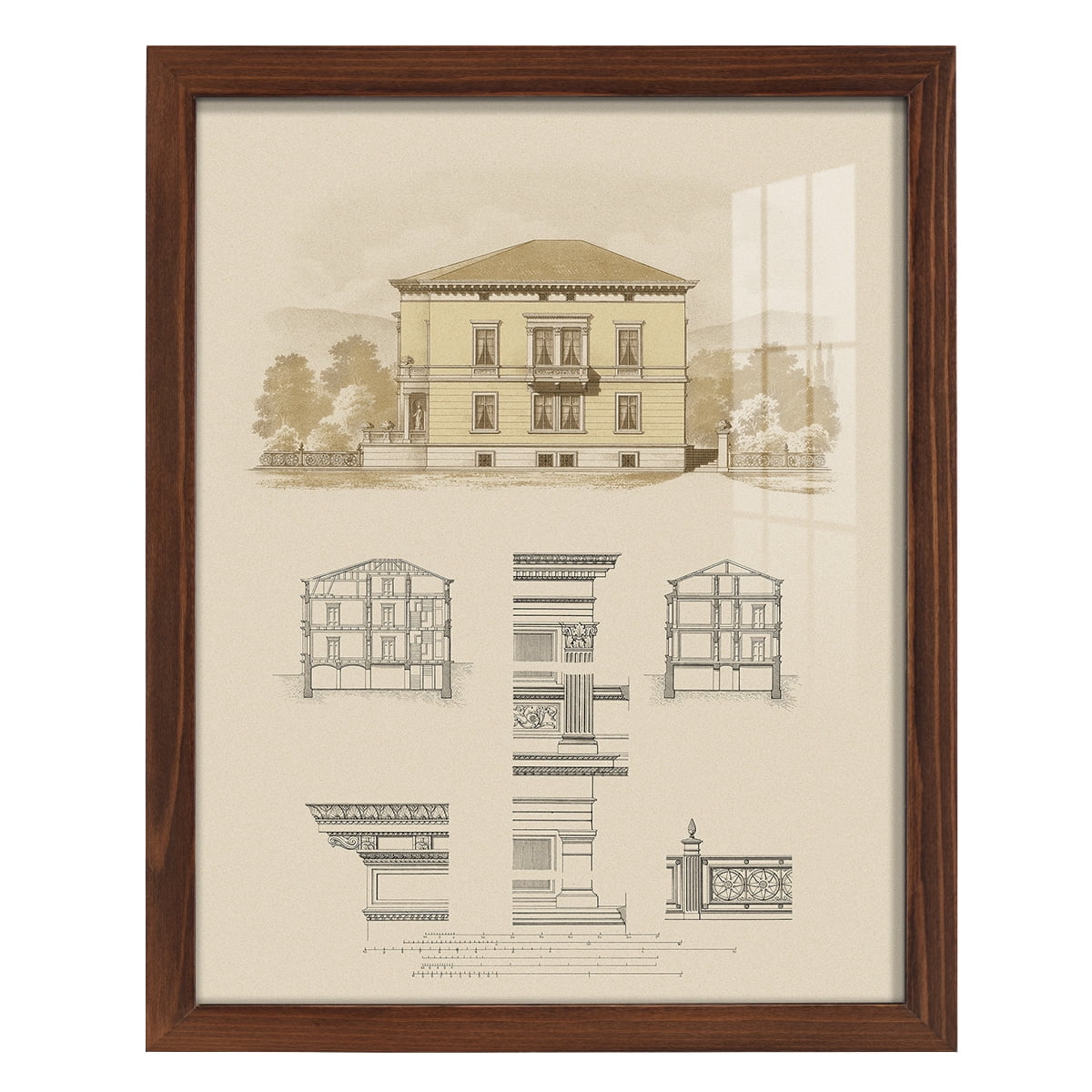 Estate and Plan II -Framed Print w/glass-Chestnut
