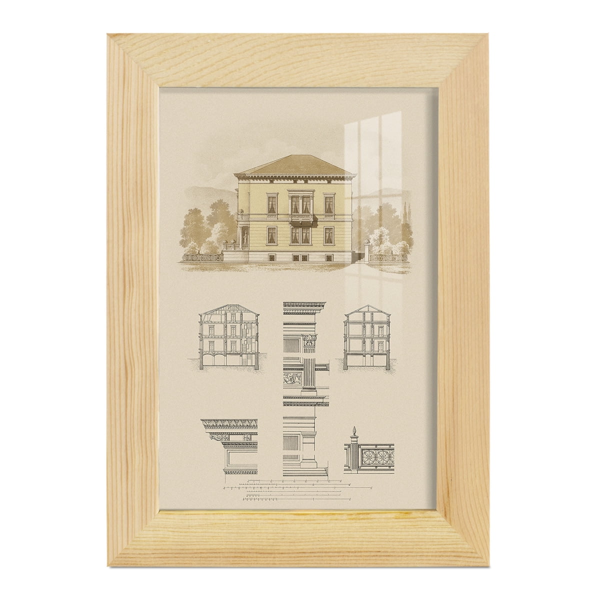 Estate and Plan II -Framed Print w/glass-Natural Wood