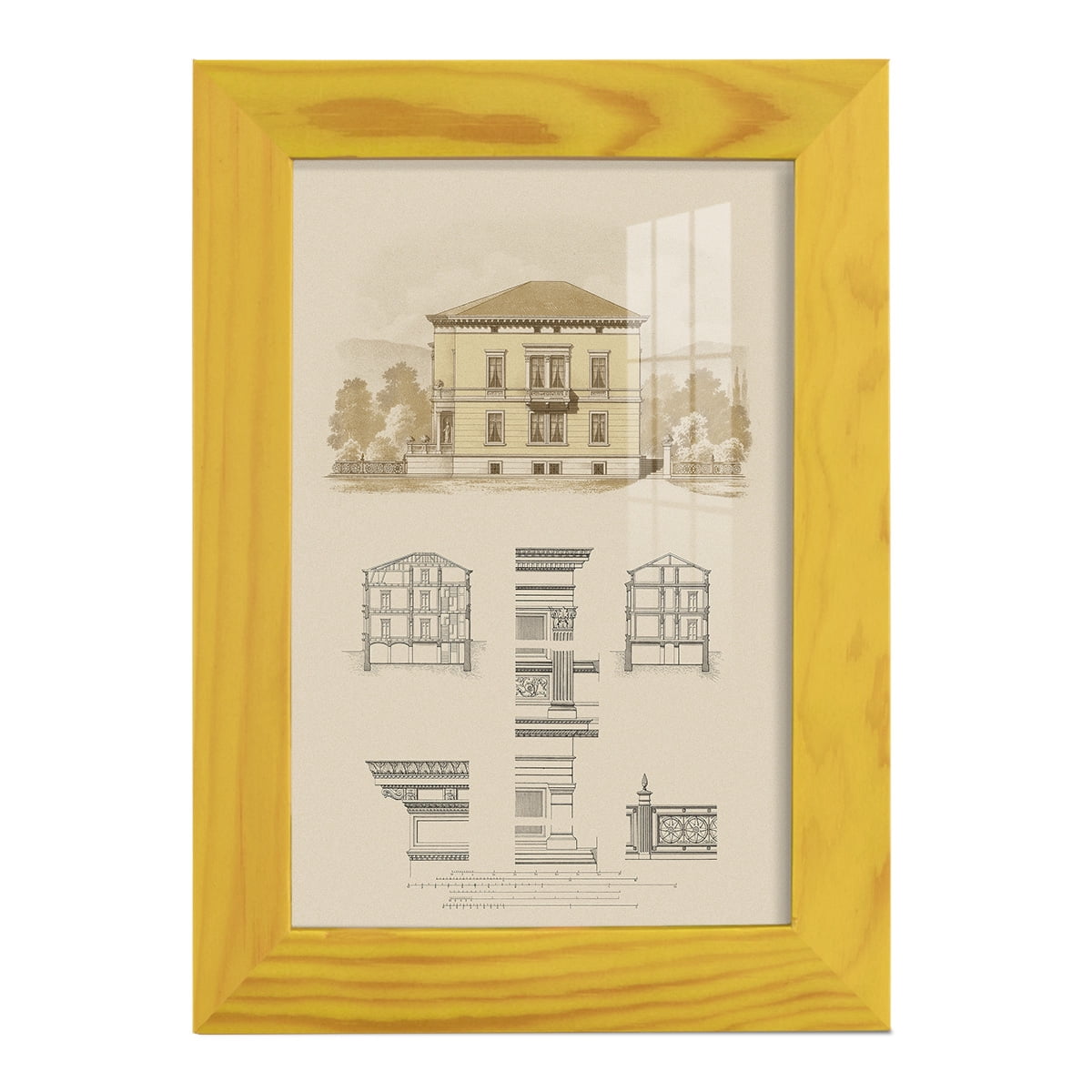 Estate and Plan II -Framed Print w/glass-Sunflower Yellow
