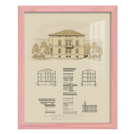 Estate and Plan II -Framed Print w/glass-Sunset Pink