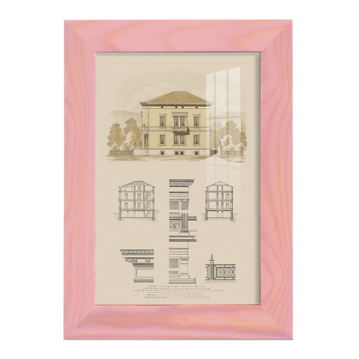 Estate and Plan II -Framed Print w/glass-Sunset Pink