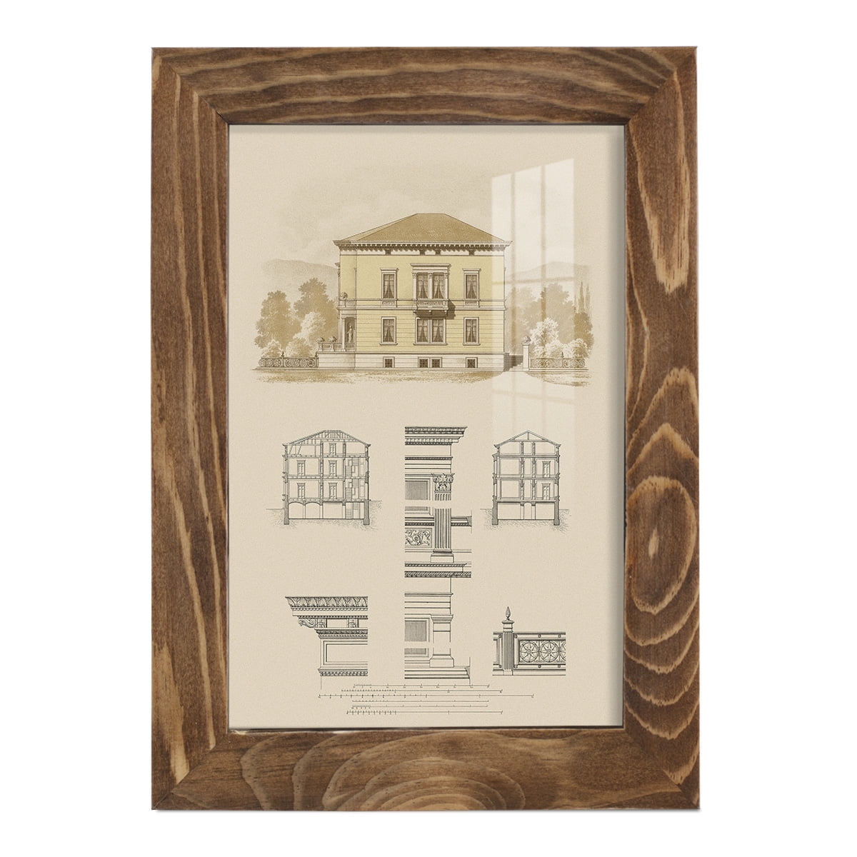 Estate and Plan II -Framed Print w/glass-Walnut
