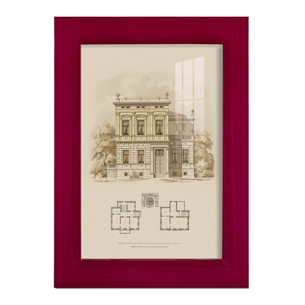 Estate and Plan III -Framed Print w/glass-Cherry Red