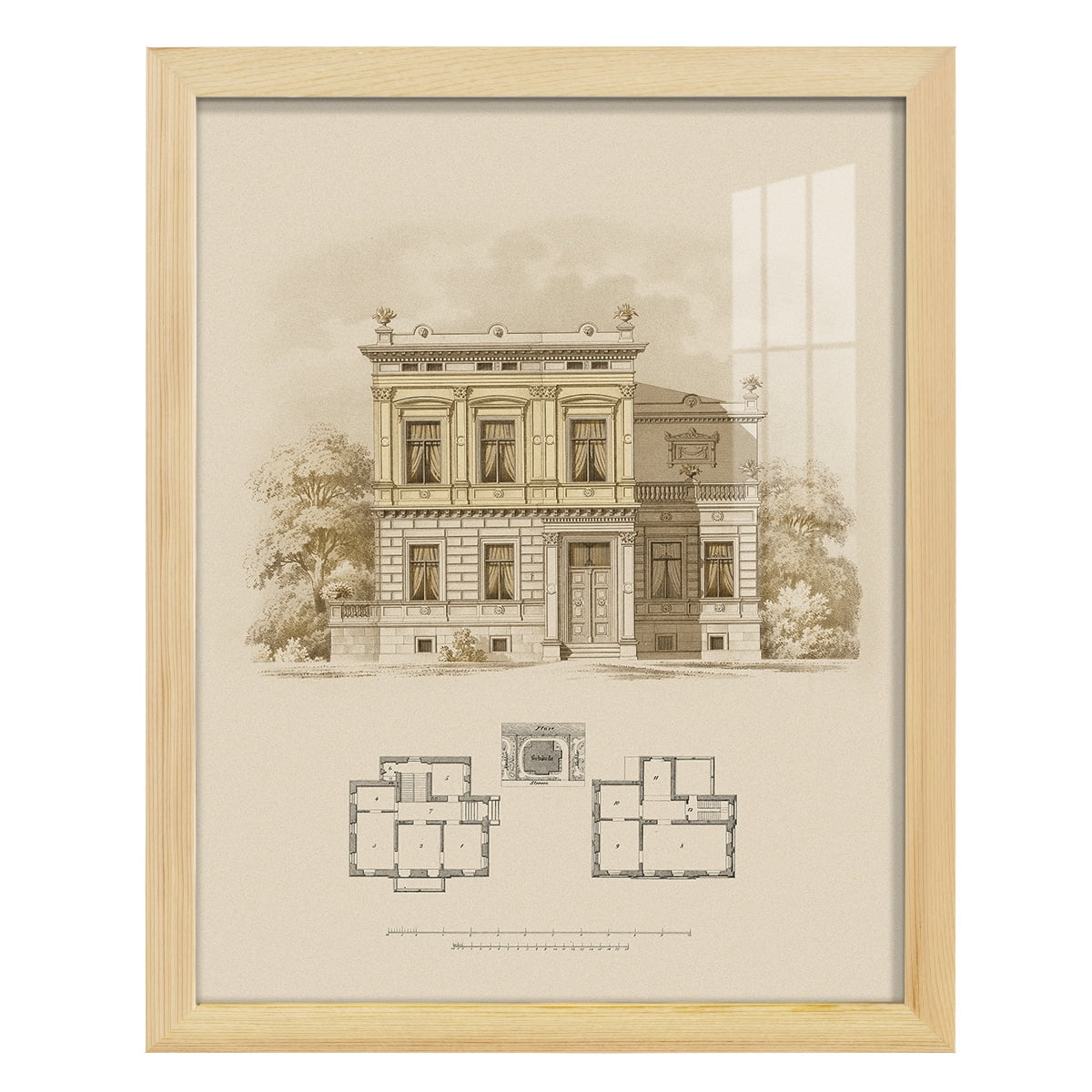 Estate and Plan III -Framed Print w/glass-Natural Wood