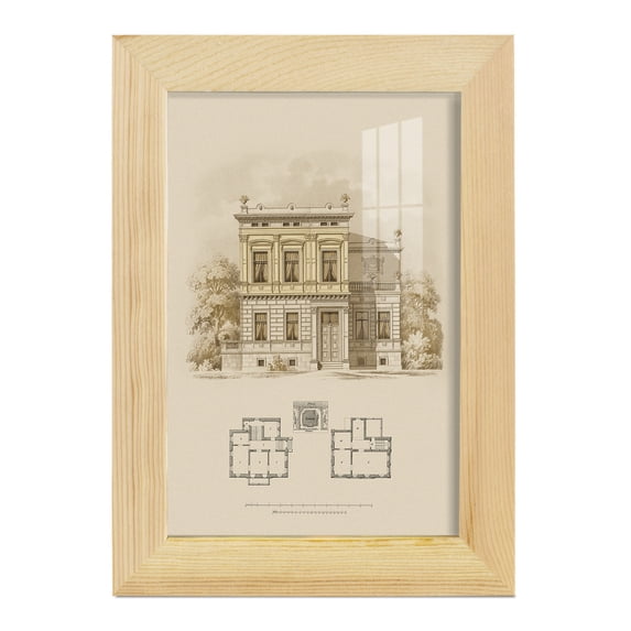 Estate and Plan III -Framed Print w/glass-Natural Wood